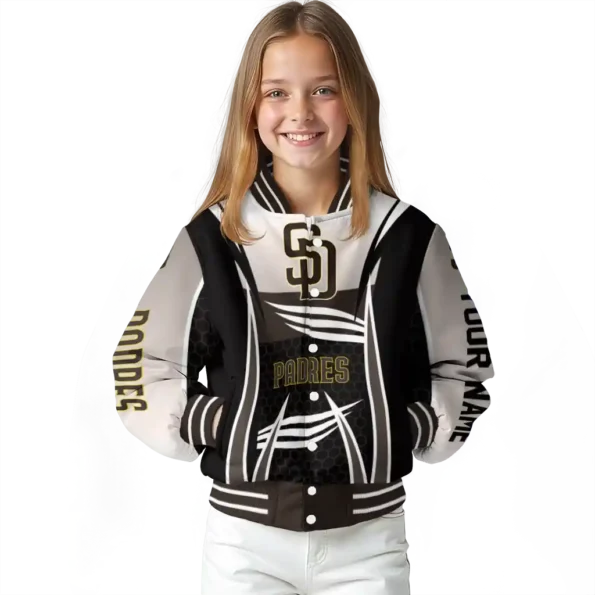 personalized san diego padres mesh effect brown black varsity jacket top rated