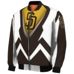 personalized san diego padres v stripes brown white bomber jacket best selling