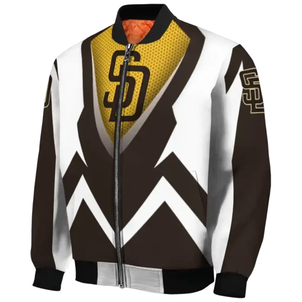 personalized san diego padres v stripes brown white bomber jacket best selling