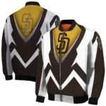 personalized san diego padres v stripes brown white bomber jacket best selling