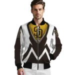 personalized san diego padres v stripes brown white bomber jacket best selling
