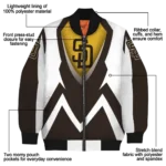 personalized san diego padres v stripes brown white bomber jacket best selling
