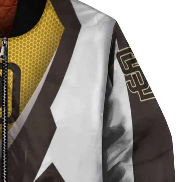 personalized san diego padres v stripes brown white bomber jacket premium grade