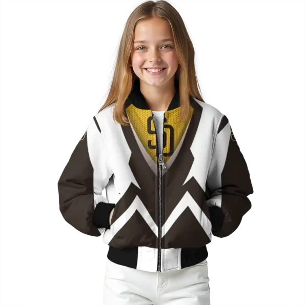 personalized san diego padres v stripes brown white bomber jacket top rated