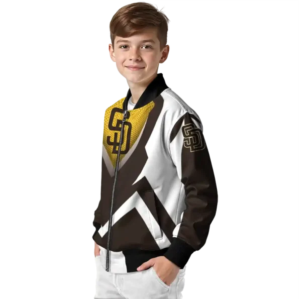 personalized san diego padres v stripes brown white bomber jacket trendy