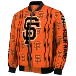 personalized san francisco giants bolt stripe orange bomber jacket best selling