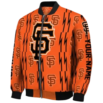 personalized san francisco giants bolt stripe orange bomber jacket best selling