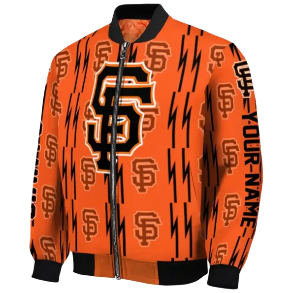 personalized san francisco giants bolt stripe orange bomber jacket best selling