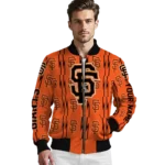 personalized san francisco giants bolt stripe orange bomber jacket best selling