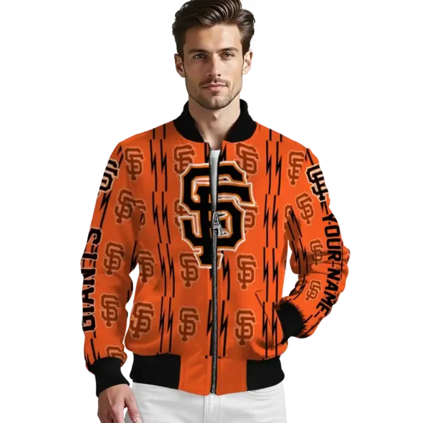 personalized san francisco giants bolt stripe orange bomber jacket high quality
