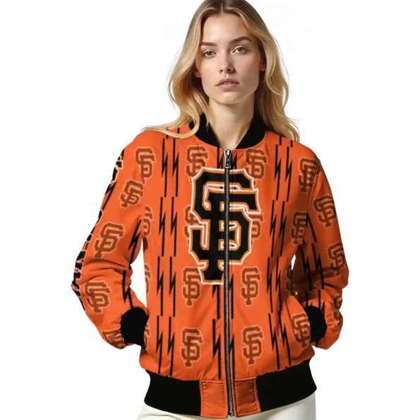 personalized san francisco giants bolt stripe orange bomber jacket latest model