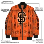 personalized san francisco giants bolt stripe orange bomber jacket best selling