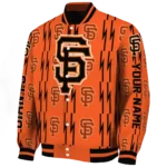personalized san francisco giants bolt stripe orange varsity jacket best selling