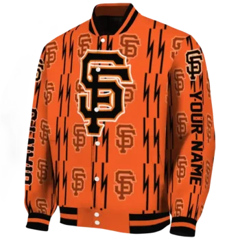 personalized san francisco giants bolt stripe orange varsity jacket best selling