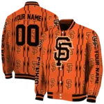 personalized san francisco giants bolt stripe orange varsity jacket best selling