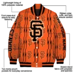 personalized san francisco giants bolt stripe orange varsity jacket best selling