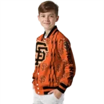 personalized san francisco giants bolt stripe orange varsity jacket best selling