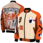 personalized san francisco giants eagle baseball orange white bomber jacket best selling