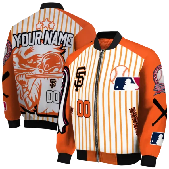personalized san francisco giants eagle baseball orange white bomber jacket fashion forward