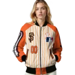 personalized san francisco giants eagle baseball orange white bomber jacket best selling