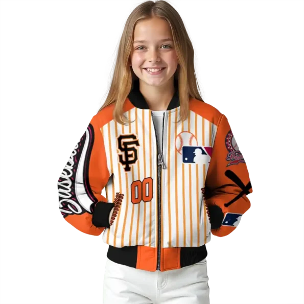 personalized san francisco giants eagle baseball orange white bomber jacket top rated