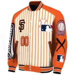personalized san francisco giants eagle baseball orange white varsity jacket best selling