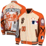 personalized san francisco giants eagle baseball orange white varsity jacket best selling