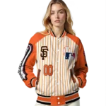 personalized san francisco giants eagle baseball orange white varsity jacket best selling
