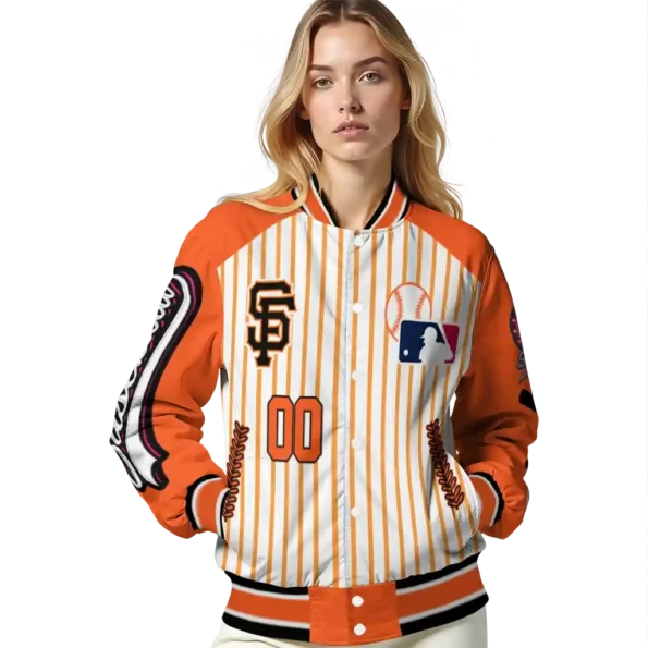 personalized san francisco giants eagle baseball orange white varsity jacket latest model