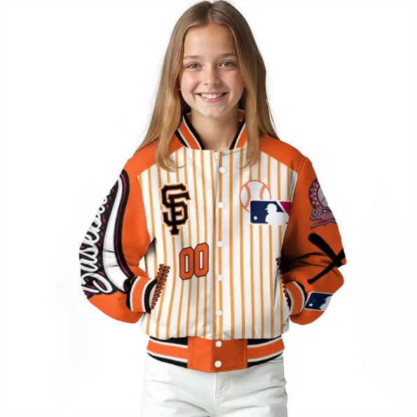 personalized san francisco giants eagle baseball orange white varsity jacket top rated