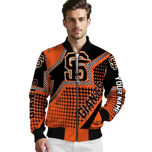 personalized san francisco giants star burst orange bomber jacket high quality