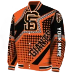 personalized san francisco giants star burst orange varsity jacket best selling