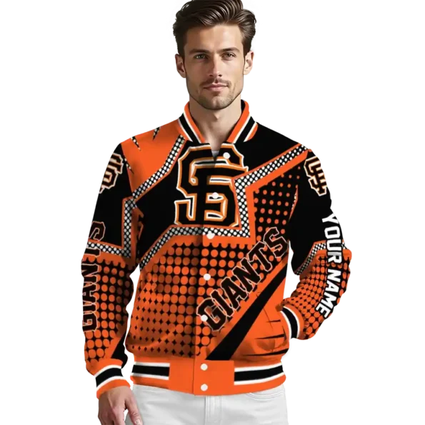 personalized san francisco giants star burst orange varsity jacket high quality