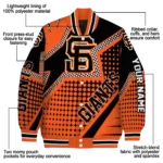personalized san francisco giants star burst orange varsity jacket best selling