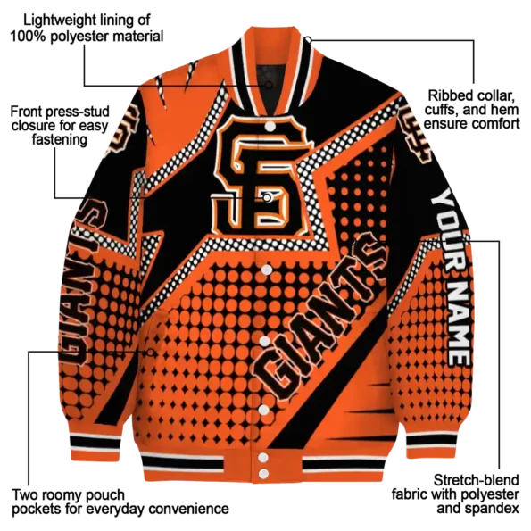 personalized san francisco giants star burst orange varsity jacket new arrival