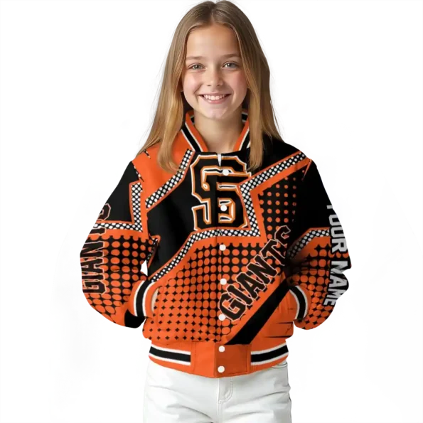 personalized san francisco giants star burst orange varsity jacket top rated