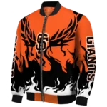personalized san francisco giants winged blaze orange white bomber jacket best selling