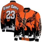 personalized san francisco giants winged blaze orange white bomber jacket best selling