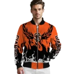 personalized san francisco giants winged blaze orange white bomber jacket best selling