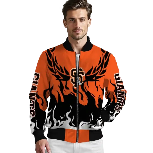 personalized san francisco giants winged blaze orange white bomber jacket high quality