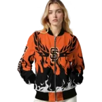 personalized san francisco giants winged blaze orange white bomber jacket best selling