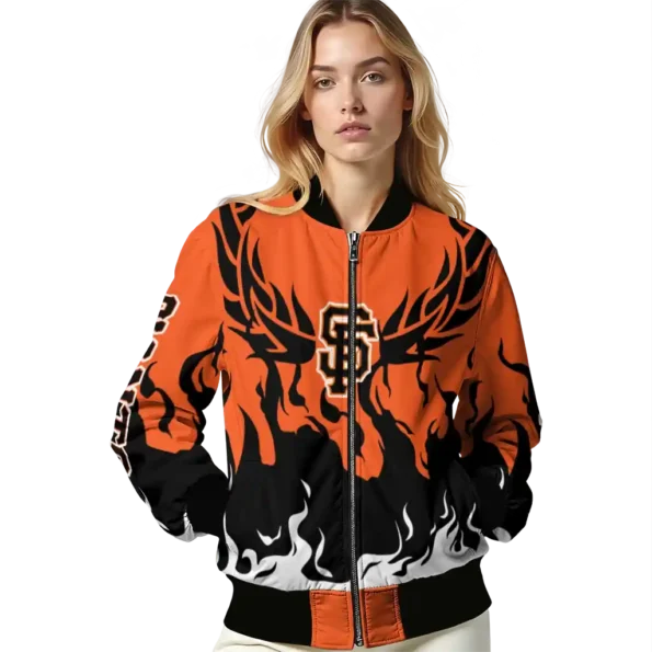 personalized san francisco giants winged blaze orange white bomber jacket latest model