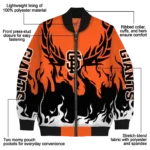 personalized san francisco giants winged blaze orange white bomber jacket best selling