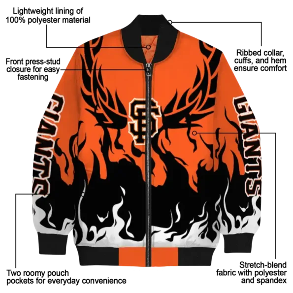 personalized san francisco giants winged blaze orange white bomber jacket new arrival