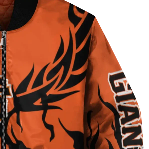 personalized san francisco giants winged blaze orange white bomber jacket premium grade