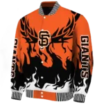 personalized san francisco giants winged blaze orange white varsity jacket best selling