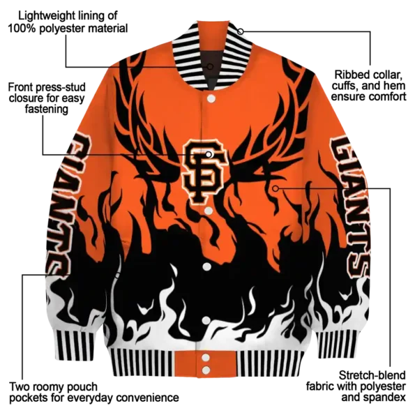 personalized san francisco giants winged blaze orange white varsity jacket new arrival
