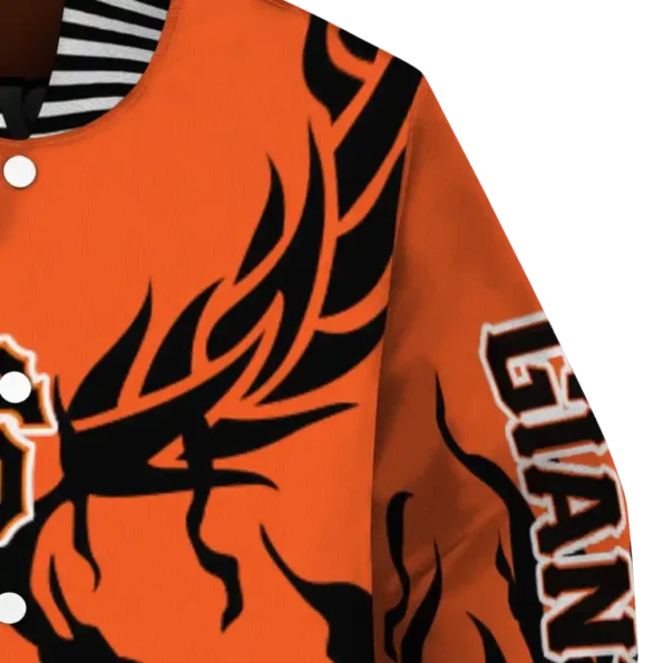 personalized san francisco giants winged blaze orange white varsity jacket premium grade