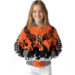 personalized san francisco giants winged blaze orange white varsity jacket best selling