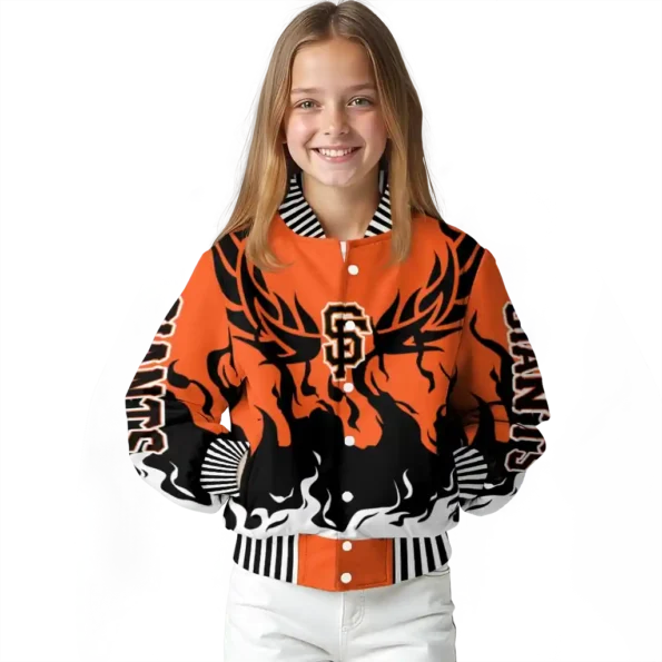personalized san francisco giants winged blaze orange white varsity jacket top rated